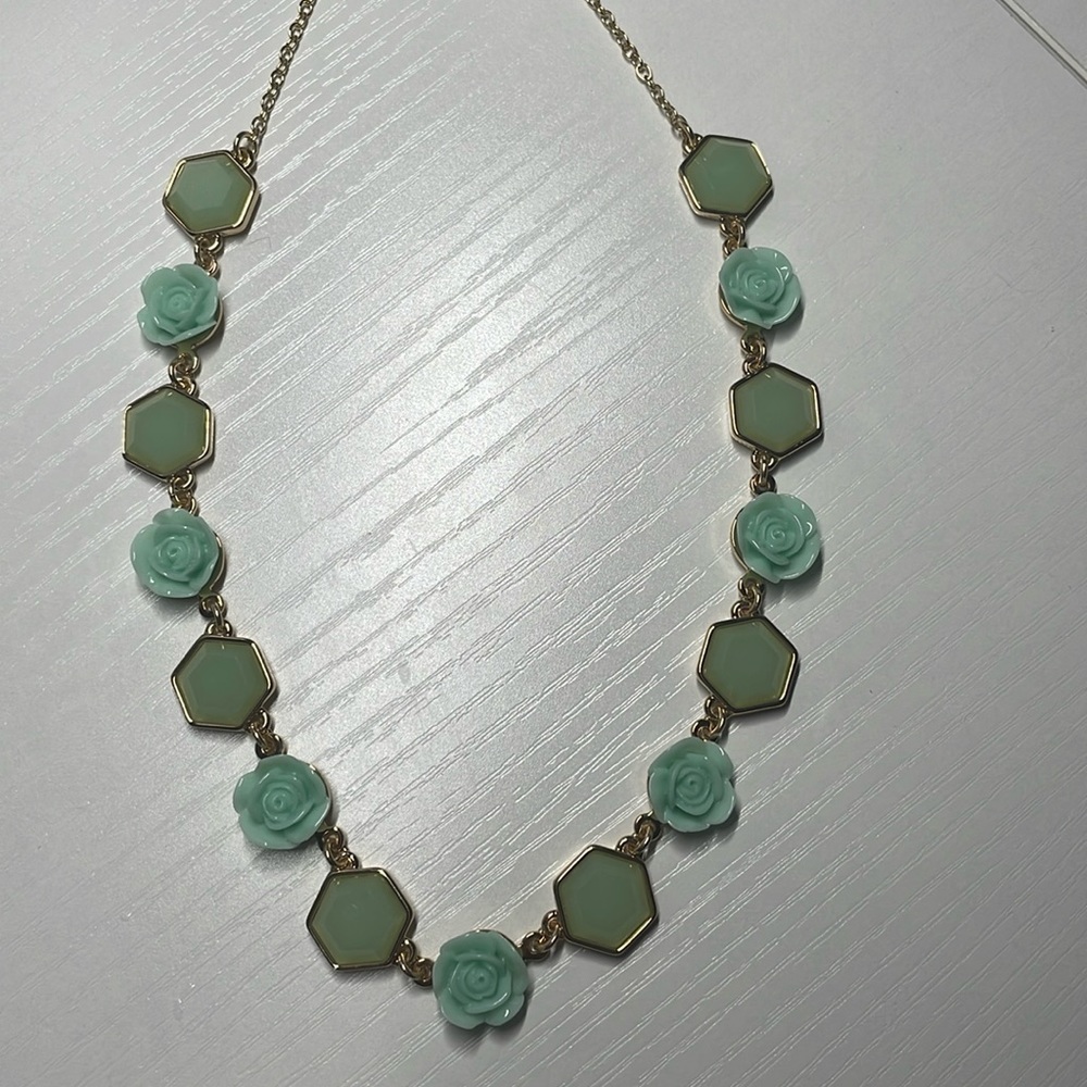 Lauren Conrad teal rose station necklace
